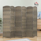 HOMCOM 6 Panel Room Divider, Hand-Woven Freestanding Wall Partition - Image 2