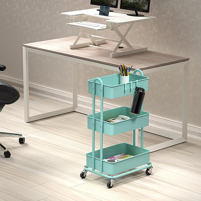 Simple Houseware 3-Tier Heavy Duty Metal Utility Rolling Cart - Image 2