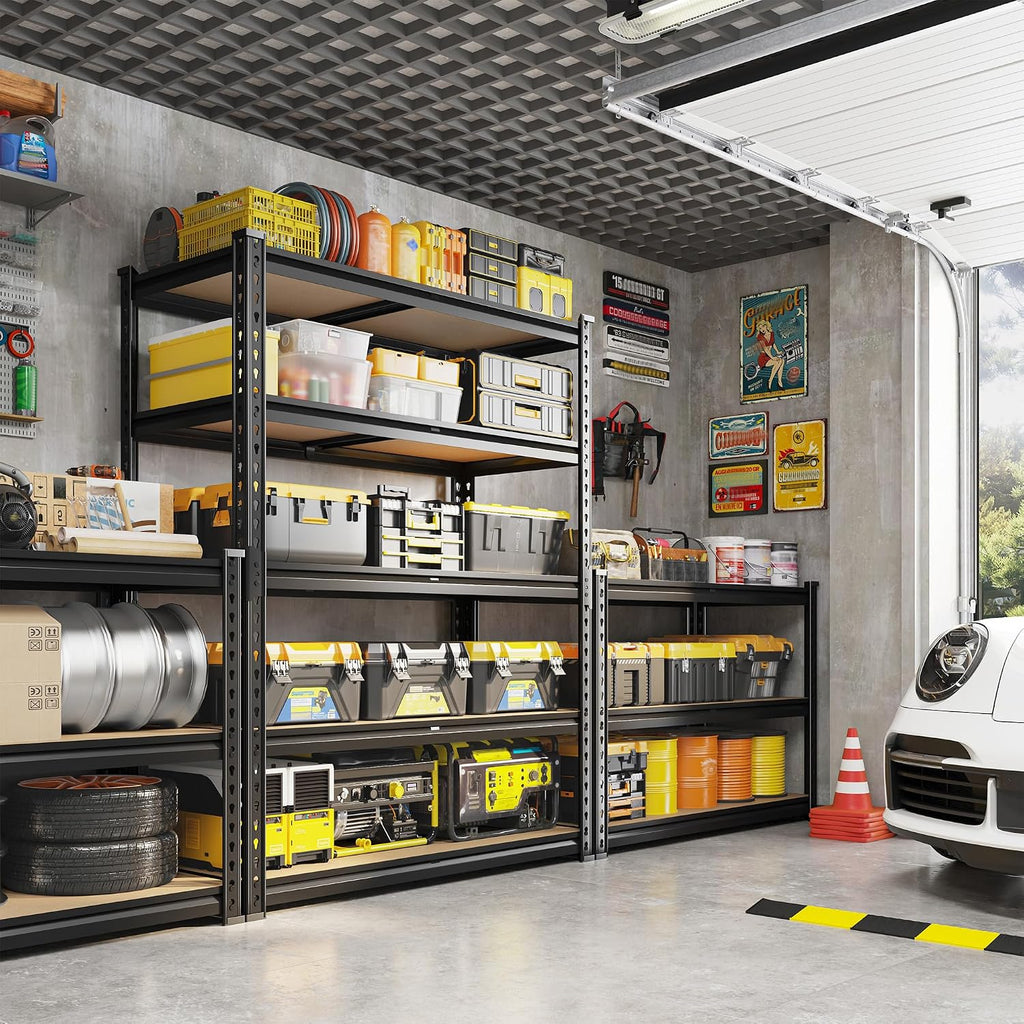 reibii 2400 lbs garage shelving for basement, adjustable shown in use