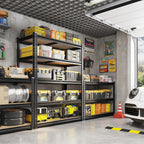 reibii 2400 lbs garage shelving for basement, adjustable shown in use