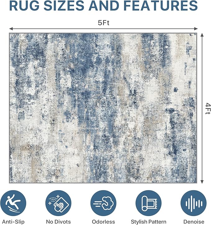 Office Chair Mat for Hardwood Tile Floor, Abstract 48"X 60" Desk Mats for - Image 9