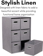 BIRDROCK HOME Linen Cube Organizer Shelf w/ 6 Storage Fabric Bins - Image 9
