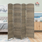 HOMCOM 4 Panel Room Divider, Hand-Woven Freestanding Wall Partition - Image 2
