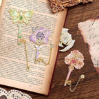 4pcs Metal Bookmarks Set for Reading Women and Men, Enchanted Floral Wing Key - Image 6