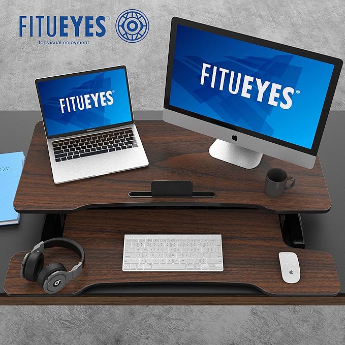 FITUEYES Height Adjustable Standing Desk 36” Wide Sit to Stand Converter Stand - Image 3