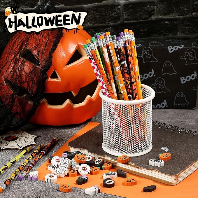 JULMELON 72PCS Halloween Party Favors Set, Wooden Pencils - Image 6