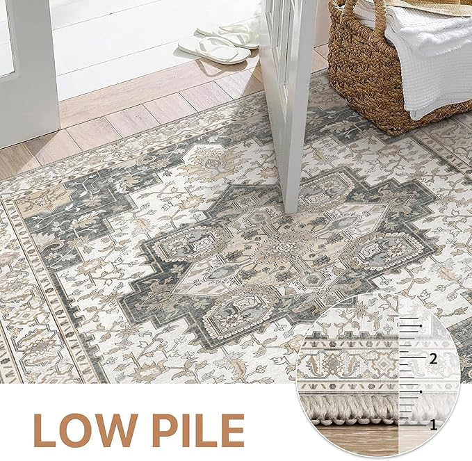GENIMO 5x7 Area Rugs for Living Room, Machine Washable Non Slip Vintage Rugs - Image 4