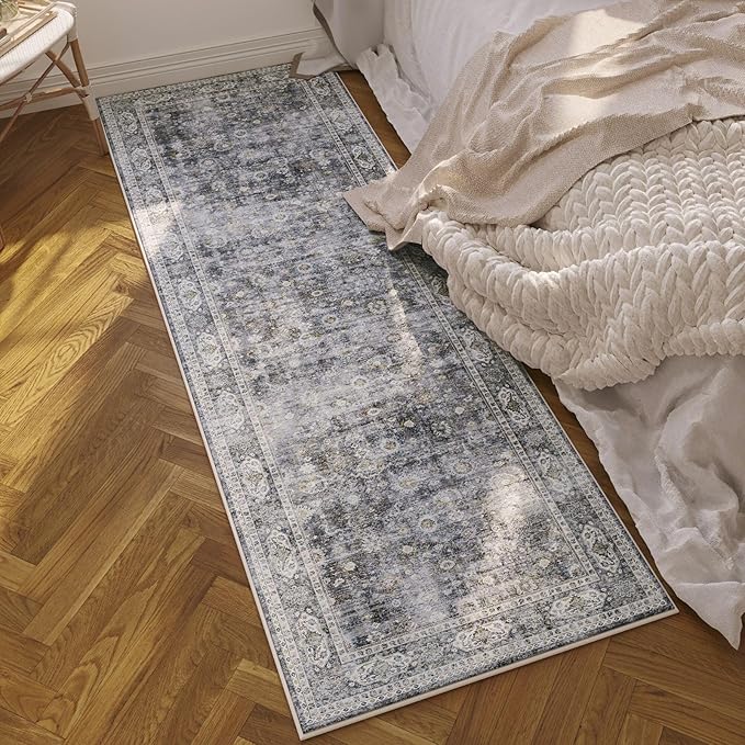 Rugcomf 2x5 Rug Runner -Vintage Machine Washable Kitchen Rug, Non-Slip Low Pile - Image 2
