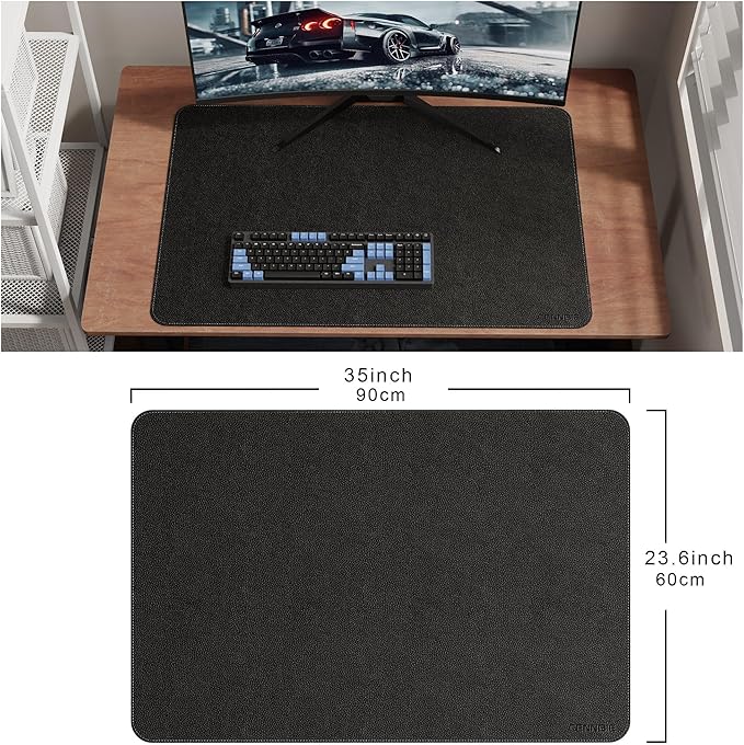 CENNBIE 35.5" x 23.6" Leather Desk Mat, Non-Slip Waterproof Extra Wide Desk Pad - Image 2