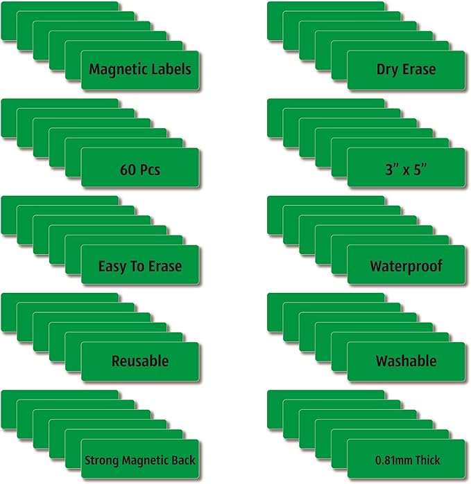 Magnetic Dry Erase Magnets Labels 3x1 inches, Reusable Name Tags, Organizing - Image 2