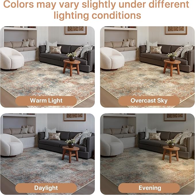 GENIMO Washable Area Rugs for Living Room, 8x10 Modern Non Slip Rugs, Low Pile - Image 6