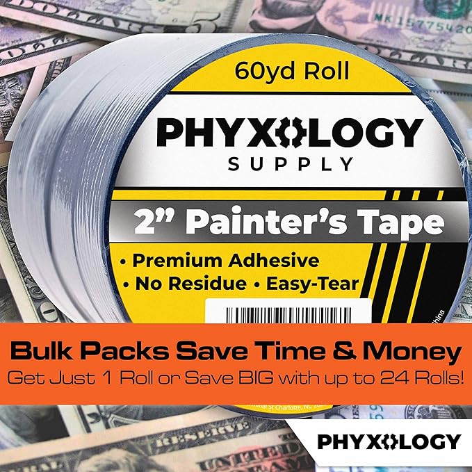 No-Residue 2 Inch, 60 Yard Blue Painters Tape 2 Pk. Easy-Tear, Pro-Grade - Image 7