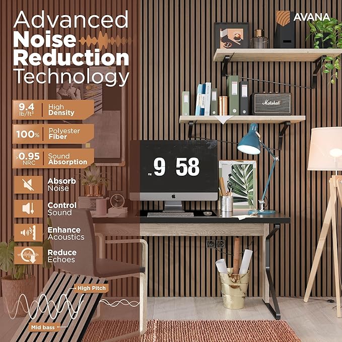 Avana Modern Acoustic Wood Wall Panels – 94.4 X 12.6 Inch Smoke Walnut Acoustic - Image 5