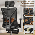 gabrylly ergonomic office chair with footrest, 135° reclining, side view
