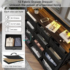 Welfuturer Black Dresser with LED Light 12 Drawers Dresser with Charging - Image 5