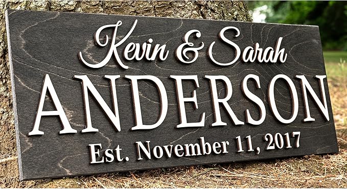 Personalized Family Name Wooden Sign | Last Name Established | Custom Wedding by Unknown