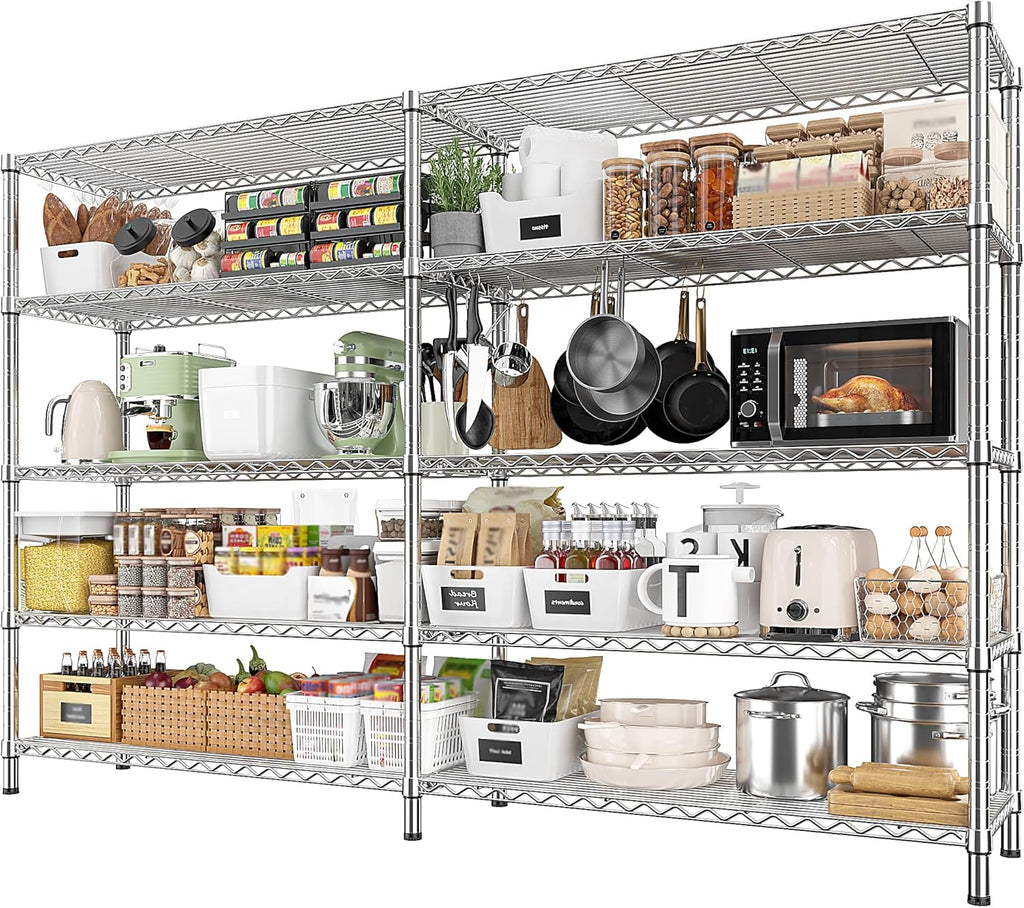 REIBII 69.8" W Storage Shelves 1510LBS Wire Shelving Unit 5 Tier Metal Shelving