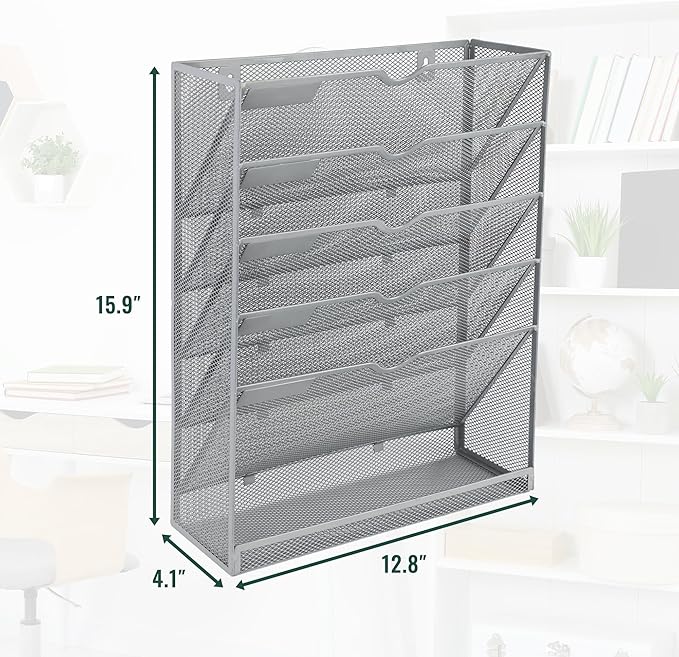 EASEPRES 6 Tier Mesh Hanging Wall File Organizer, Desk Vertical Mail Paper - Image 2