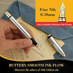 BEILUNER 315 Silver Chrome Fountain Pen, Stunning Luxury Pens - Image 4