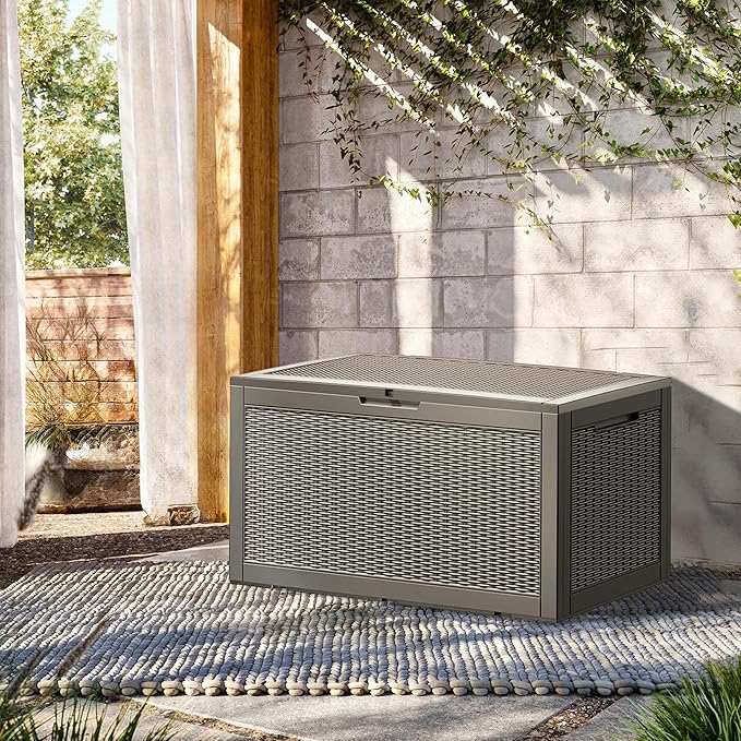 TARKARI 100 Gallon Lockable Resin Deck Box, Waterproof & UV-Resistant Outdoor - Image 4