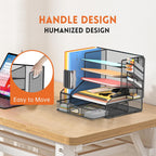 5-tier desk organizer with file holder & pen, package contents
