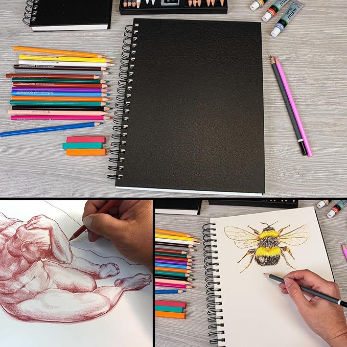 U.S. Art Supply 8.5" x 11" Premium Hardbound Sketch Book, 2 Pack, 80 Sheets Each - Image 7