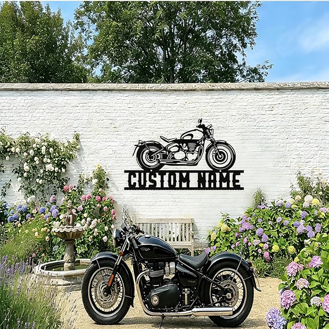 Custom Motorcycle Metal Sign Personalized Biker Name Sign Motorcycle Wall Art - Image 3
