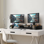 simple houseware desk dual monitor stand riser with showing dimensions