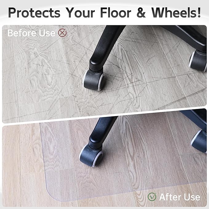 HOMEK Office Chair Mat for Hardwood Floor, 55” x 35” Crystal Clear Hard Floor - Image 3