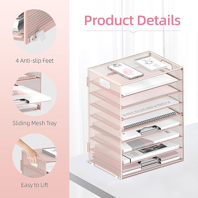 DALTACK 9-Tier Paper Letter Tray Desk Organizer - Image 4