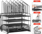 marbrasse desk organizer with drawer, 4-tier mesh file, package contents