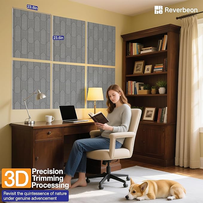 Reverbeon 6 PCS Acoustic Panels, 23.6x23.6 Inch Sound Absorbing Panels - Image 6