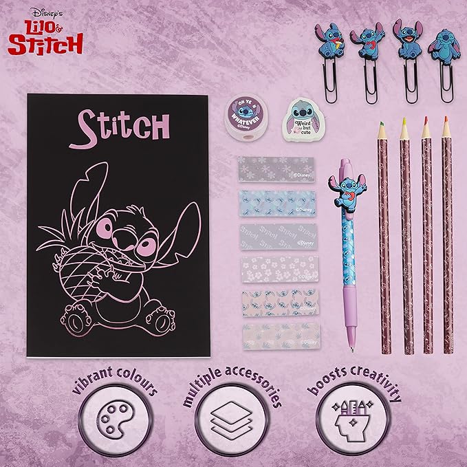 Disney Stitch Stationery Supplies Set Notebook Pencil Case & Ballpoint Pens or - Image 6