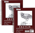 U.S. Art Supply 8"x10" Sketch Book Pad, 2 Pack, 60lb Spiral Bound by USArtSupply