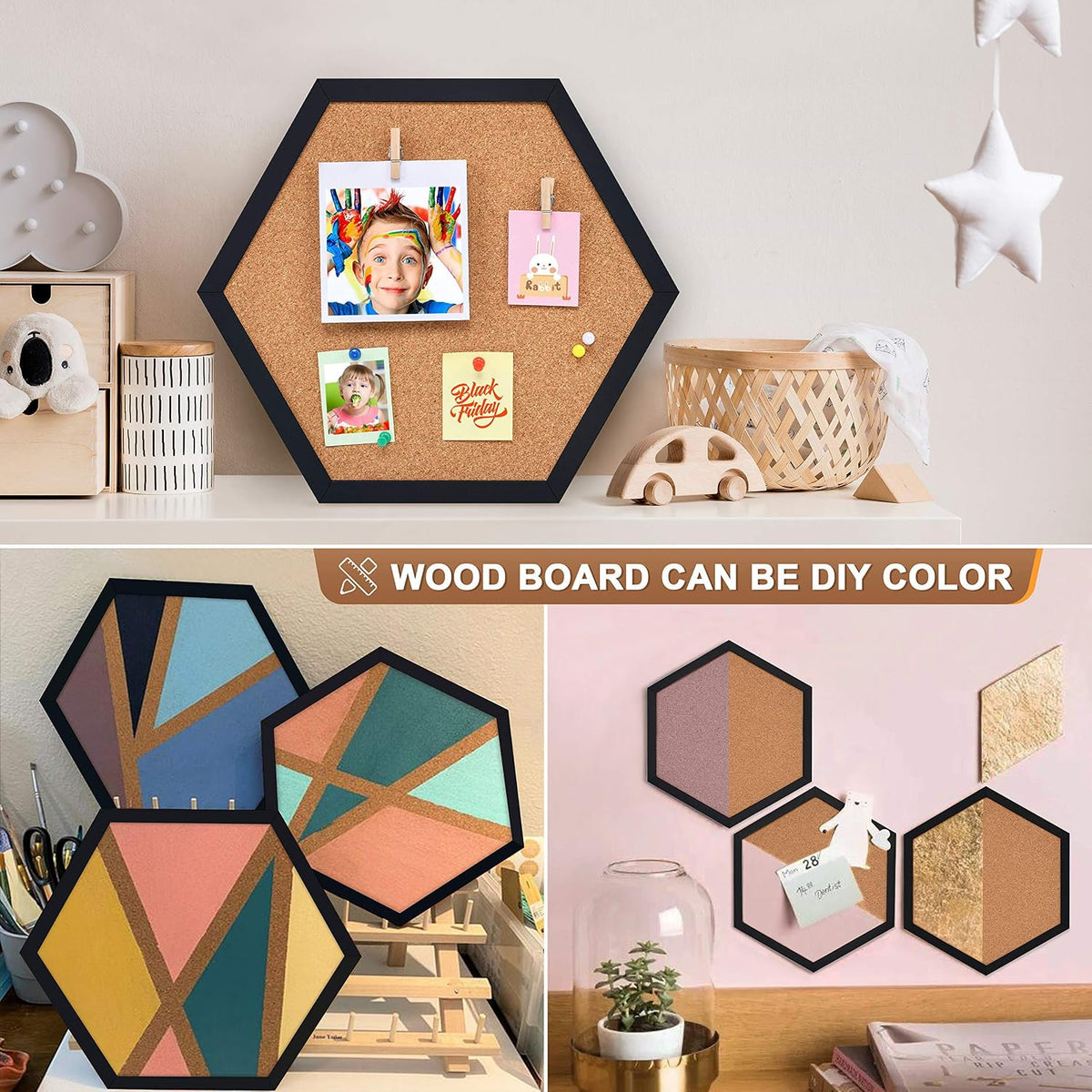 Facilife 4 Packs Cork Board,Corkboards for Wall,Small Cork Board Decorations,...