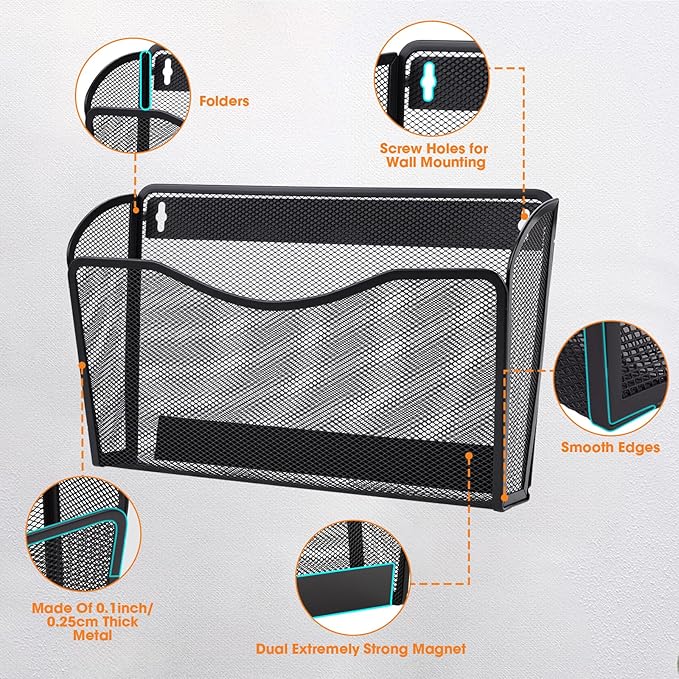 AGPTEK Magnetic File Holder, Hanging Wall Storage Rack - Image 4