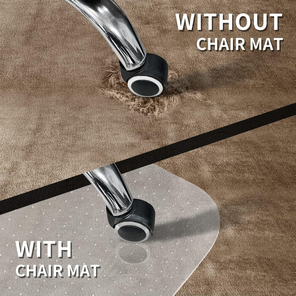 Chair Mat for Carpeted Floor with Lip,47''×36'' PVC Carpet Pr...