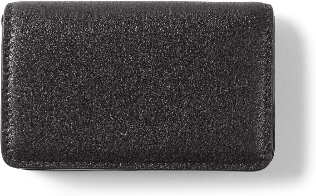 Leatherology Black Onyx Business Card Case, Magnetic Closure ID Holder