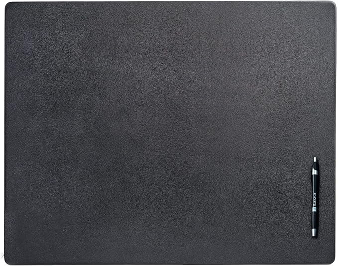 Black Leather 24" x 19" Desk Mat Without Rails by Dacasso
