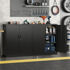 Metal Storage Cabinet, 36" Locking Cabinet with Adjustable Shelves for Garage, Office (Black)