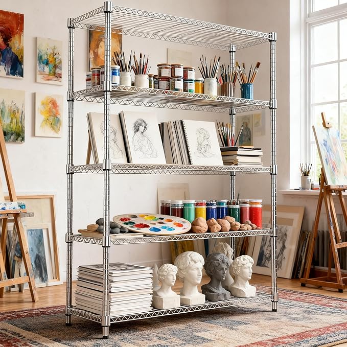 M MZG 5 Tiers Shelf 1750 lbs Steel Storage Shelving Utility Shelving Unit Steel - Image 7