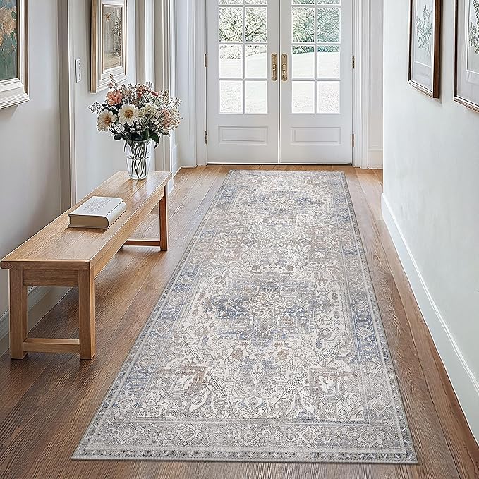 GENIMO 2'6"x10 Runner Rugs for Hallway, Machine Washable Non Slip Vintage Retro - Image 2