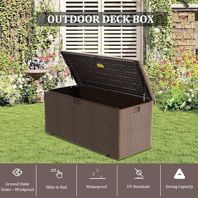 Yardgrace 180 Pro Gallon Deck Box, Outdoor Storage Box Lockable, Waterproof - Image 4