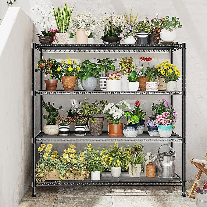 45 "W Metal Shelving Unit 4 Tier Storage Shelves Adjustable Wire Shelving Metal - Image 9