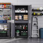 letaya metal garage storage cabinet with wheels,72” rolling, front angle view