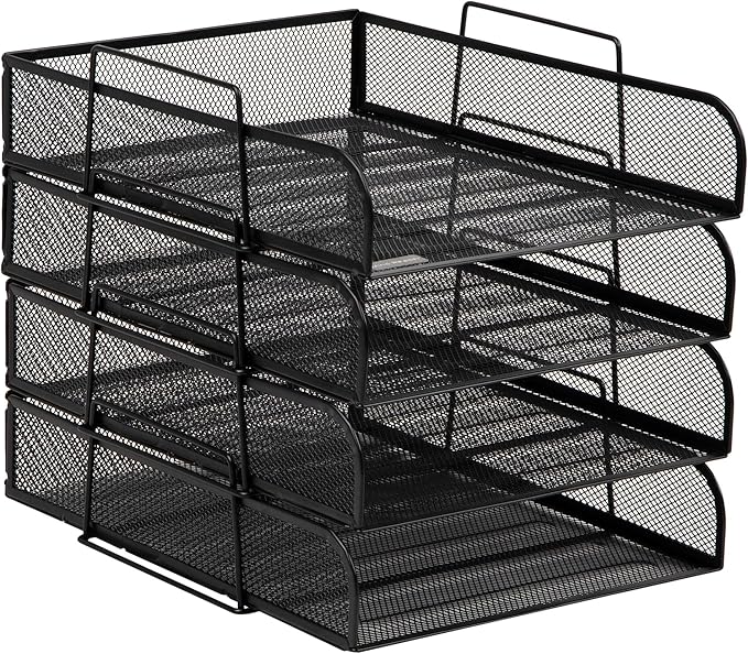 Mind Reader Stackable Paper Tray, Desktop Organizer, File Storage, Metal Mesh - Image 7