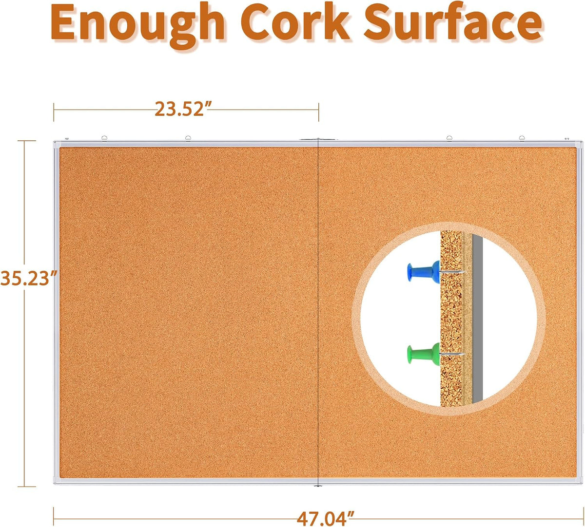 Maxtek Cork Board 48 x 36 in, Large Bulletin Board for Wall Aluminum Framed