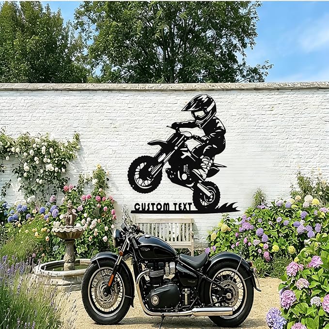 Custom Motorcycle Metal Signs Personalized Dirt Biker Name Sign Custom Garage - Image 9