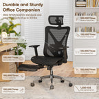 gabrylly ergonomic office chair with footrest, 135° reclining, view 9