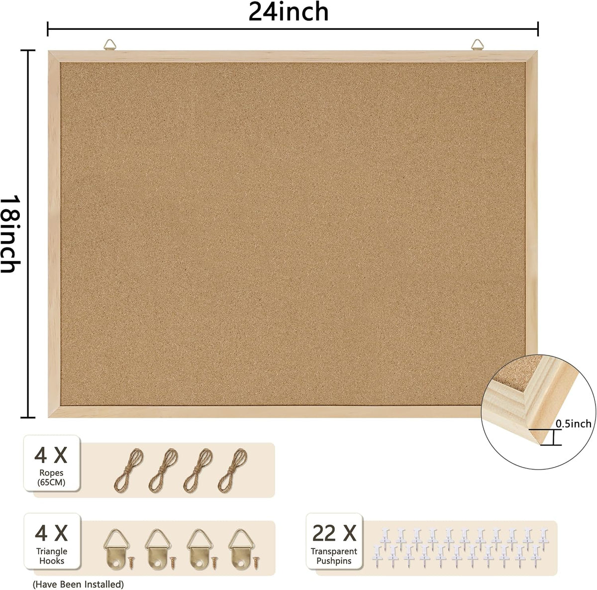 DAHAPYBOO Bulletin Board for Office with Pin Oak Wood Boards 2Pack,24x18
